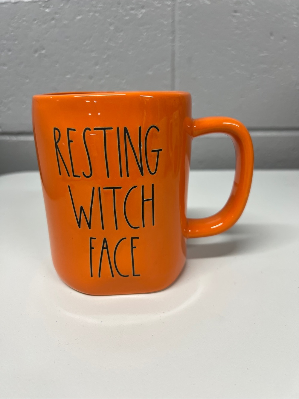 Rae Dunn Orange 'RESTING WITCH FACE' Ceramic Mug